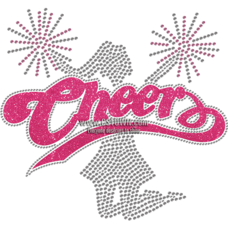 Cheer For Life Bling Metal Rhinestud and Glitter Transfer